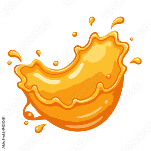 Splash of orange juice with liquid motion and droplets