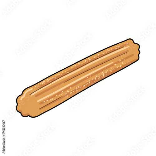 Churro snack with cinnamon sugar textured surface