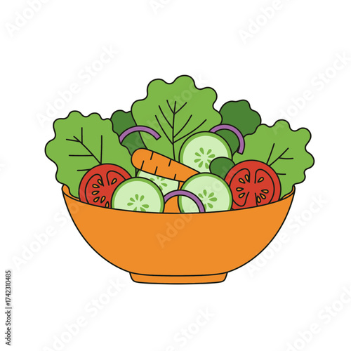 Fresh vegetable salad with tomatoes cucumbers carrots and lettuce