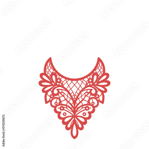 Intricate lace pattern featuring floral and web-like details for fashion and textile design