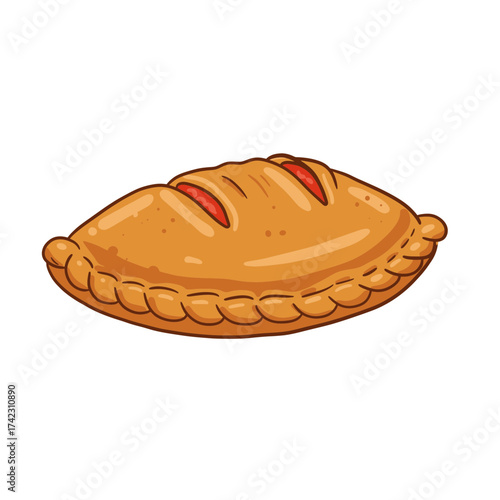 Brown pie with top slits and decorative crust