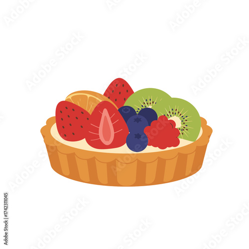 fruit tart with assorted fresh fruits on top