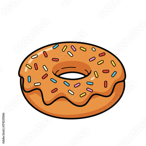 Colorful sprinkles on glazed donut for dessert presentation