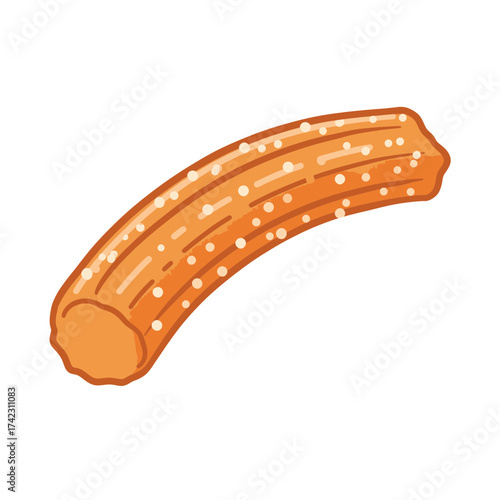 Churro with sugar coating on white background