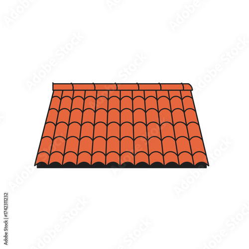 Illustration of a clay roof tile with curved segments