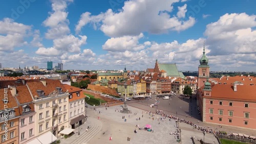 old city, square and Royal Castle in Warsaw from the top of the tower. Poland