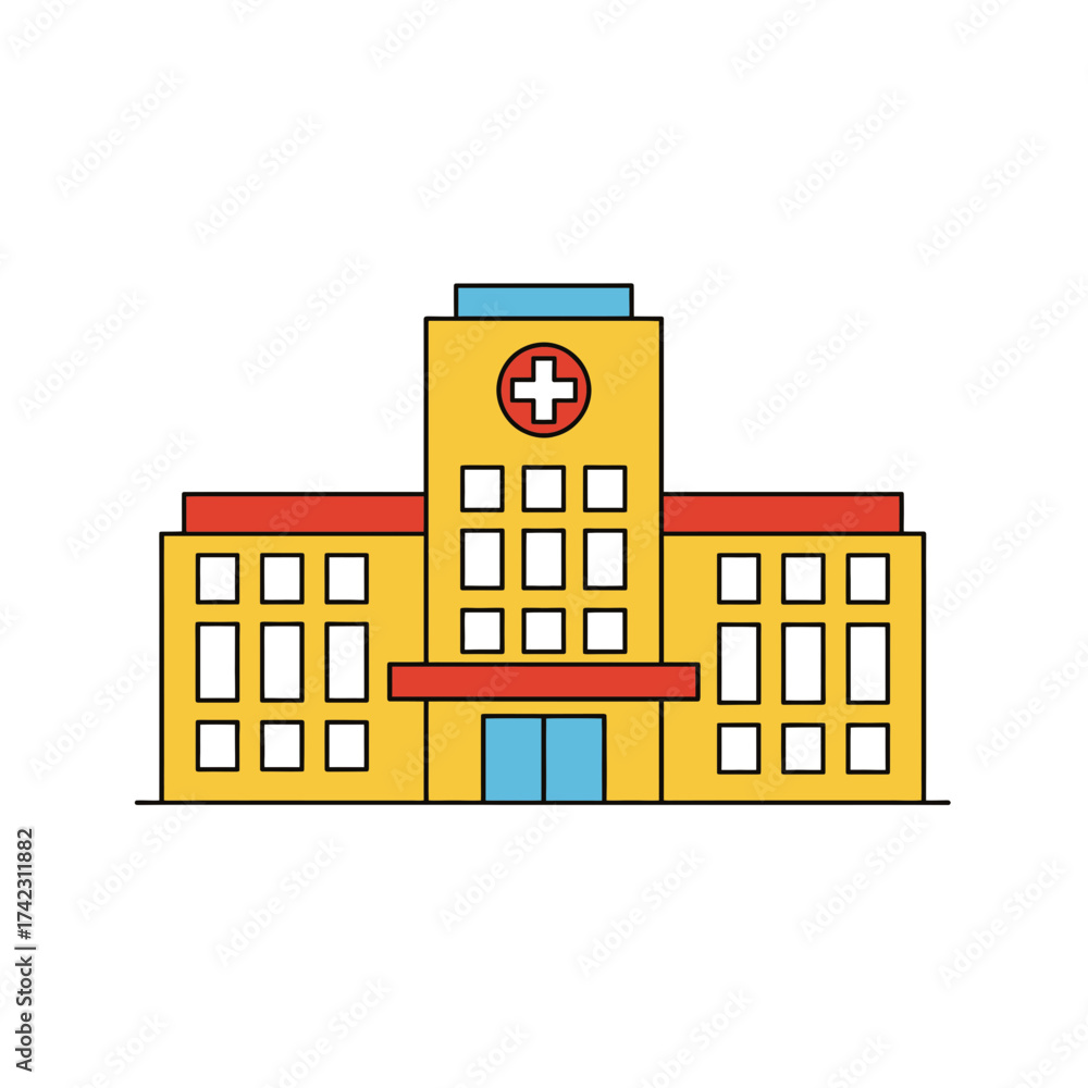 Obraz premium hospital building with medical cross and welcoming entrance