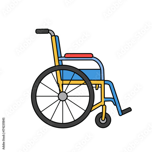 wheelchair with large rear wheel and small front wheel for mobility aid