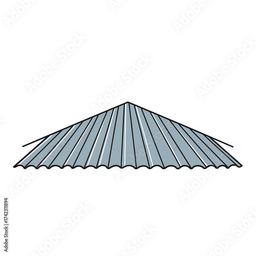Standing corrugated metal roof structure with a triangular shape