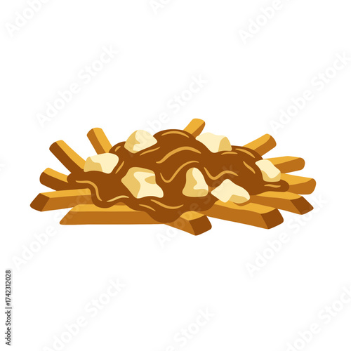 Plate of French fries with gravy and cheese chunks