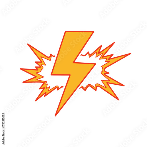 Lightning bolt with explosive sparks for dynamic energy concept
