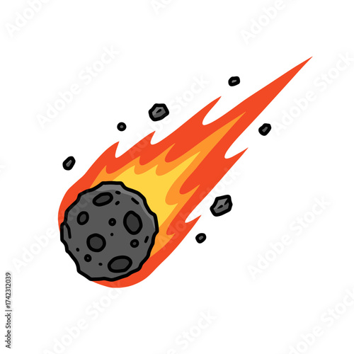 meteoric fireball with glowing trail