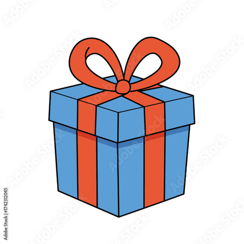 Colorful gift box with ribbon and bow for celebration