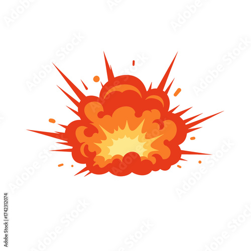 explosive blast with fire and smoke clouds