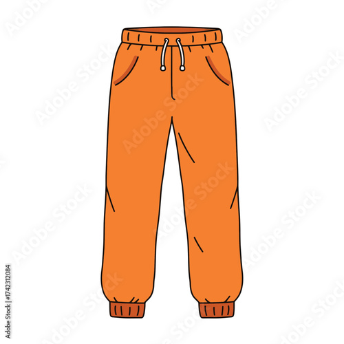 orange sweatpants with drawstring and pockets for casual wear