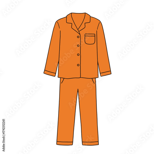orange pajamas with a collared shirt and pants