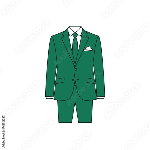 Men's formal suit with necktie and pocket square