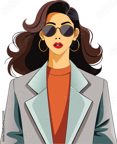 Stylish Cartoon Woman in Sunglasses – Fashion Vector Character