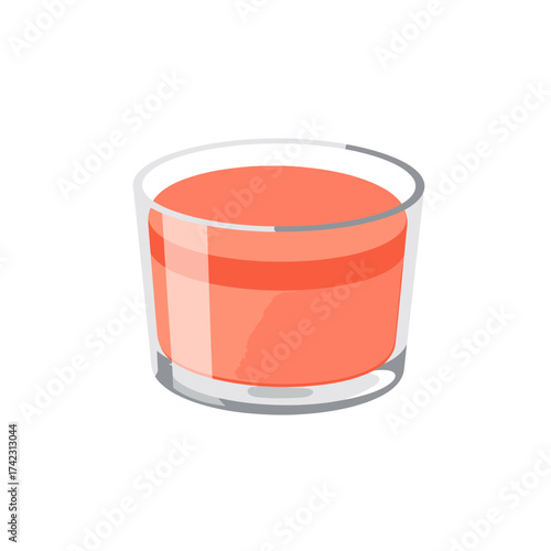 Glass of orange juice with ice on white background