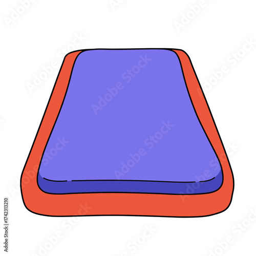 Colored seat cushion in a modern style isolated on white background