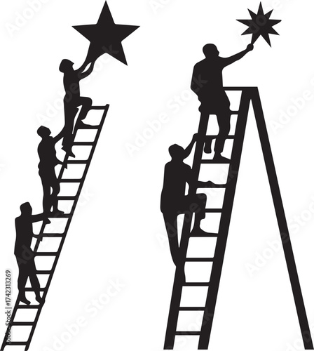 Climbing ladders to achieve goals and grab the shining stars