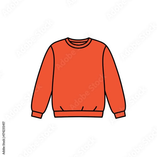 Long-sleeve sweatshirt with orange color and black outline details