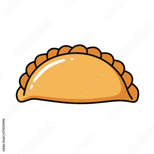 Illustration of a taco with ground beef and toppings on white background