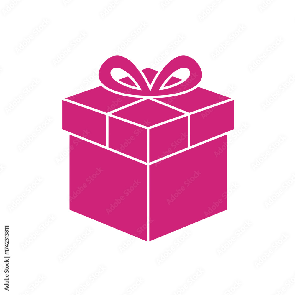 Obraz premium Pink gift box with ribbon and bow for celebration