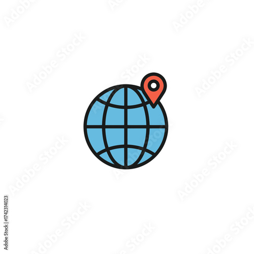 Globe with location pin symbolizing global navigation marks