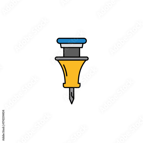 Colorful push pin with black outline for office or craft use