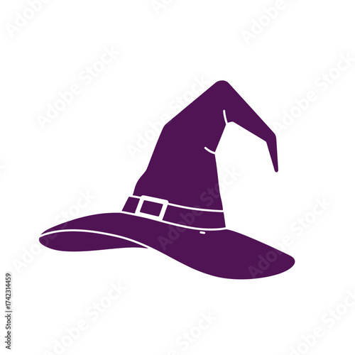 Wizard hat with buckle and pointed tip for fantasy themes