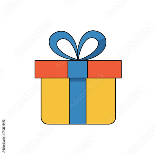 Colorful gift box with ribbon and bow for celebration