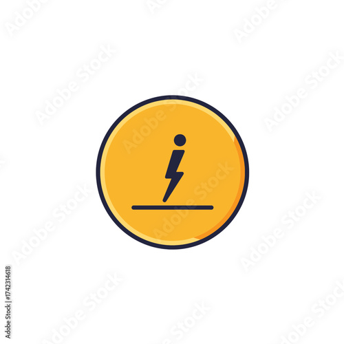 Warning sign with lightning bolt and horizontal line for safety