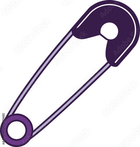 Purple safety pin illustration on a white background fastener sewing vector illustration EPS file download.
