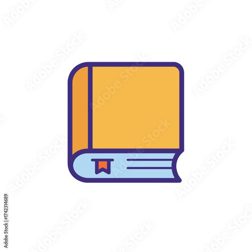 Colorful book with bookmark and outline style