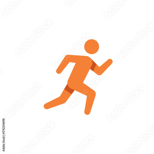 Running person symbol with warm orange tones on white background