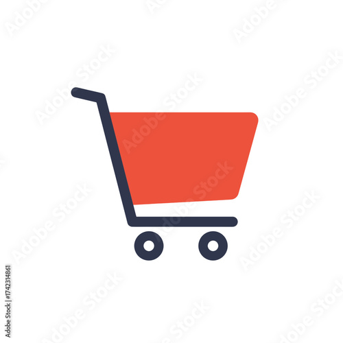 Shopping cart icon with bold handle and wheels for ecommerce