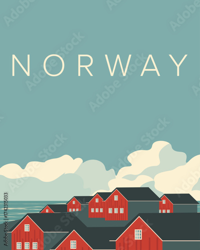 Norway travel card, banner, poster, cover