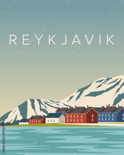 Wallpaper Mural Reykjavik Iceland travel poster, banner, cover Torontodigital.ca