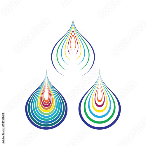 Teardrop Gradient Pattern – 2D Sacred Geometry of Rainbow Concentric Motion and Devotional Symmetry