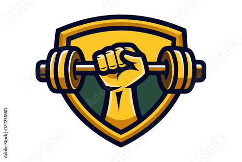vector illustration of a hand with dumbbells