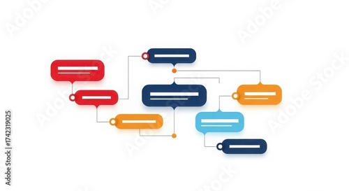 Flowchart diagram with colorful boxes flat vector illustration for presentations 