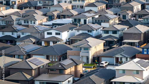 Aerial view of a modern residential housing development