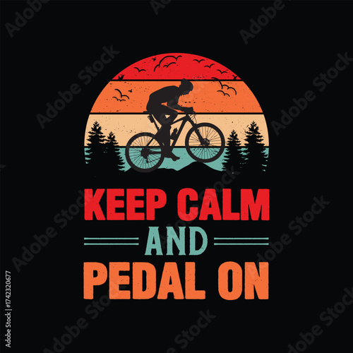 Mountain Biker Sunset Graphic with Motivational Quote