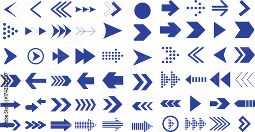 A Collection of Blue Arrows Pointing in Various Directions