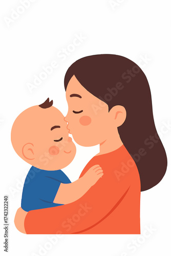Sister Kissing Baby Sibling Vector