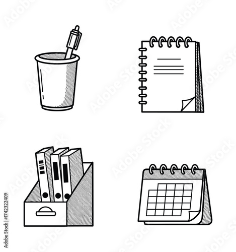 Office Supplies Doodle Icons