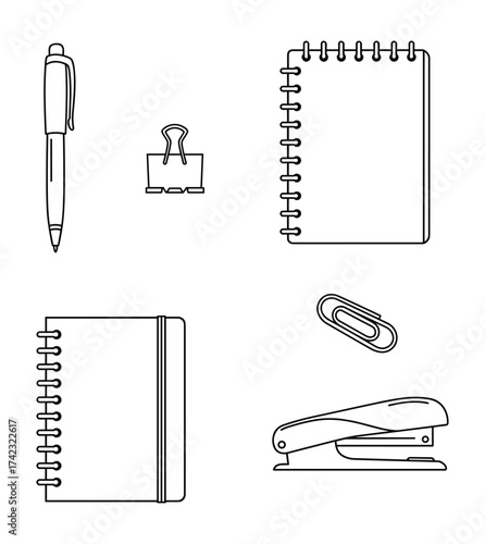 Office and School Supplies Line Icons