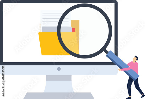 Searching file in folder directory illustration concept. Illustration for website, landing page, mobile app, poster and banner. Trendy flat vector illustration

