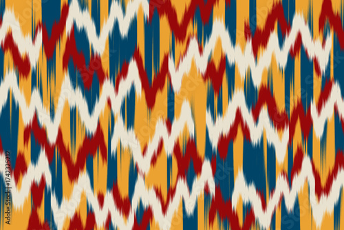 Uzbekistan ikat pattern. Uzbekistan ikat abstract ethnic design. Uzbekistan pattern design for background, wallpaper, textile, art, clothing, wrapping paper, Uzbek style, Uzbek fabric